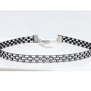 Sparkly White Stones Choker Necklace Adjustable White Rhinestone Chokers  (#37)